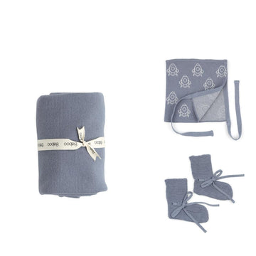 Blanket Beanie Booties Gift Set Blue