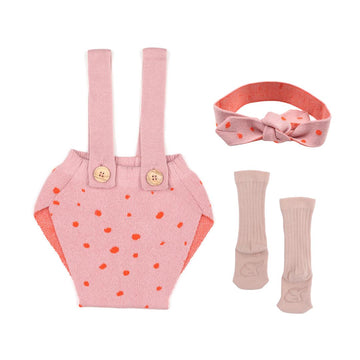 Patterned Underpants Overalls Hair Band Socks Gift Set Pink