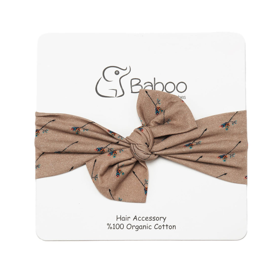 Patterned Organic Cotton Fabric Baby Hair Band Brown