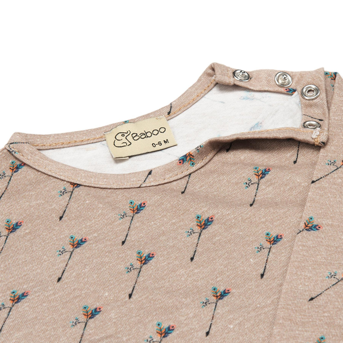 Patterned Organic Cotton Fabric Baby and Child Bottom Top Set Brown