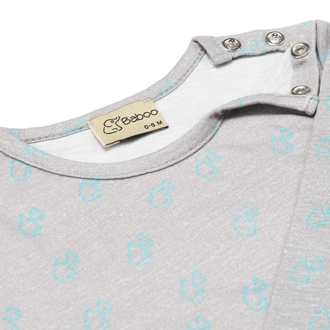 Patterned Organic Cotton Fabric Baby and Child Bottom Top Set Gray