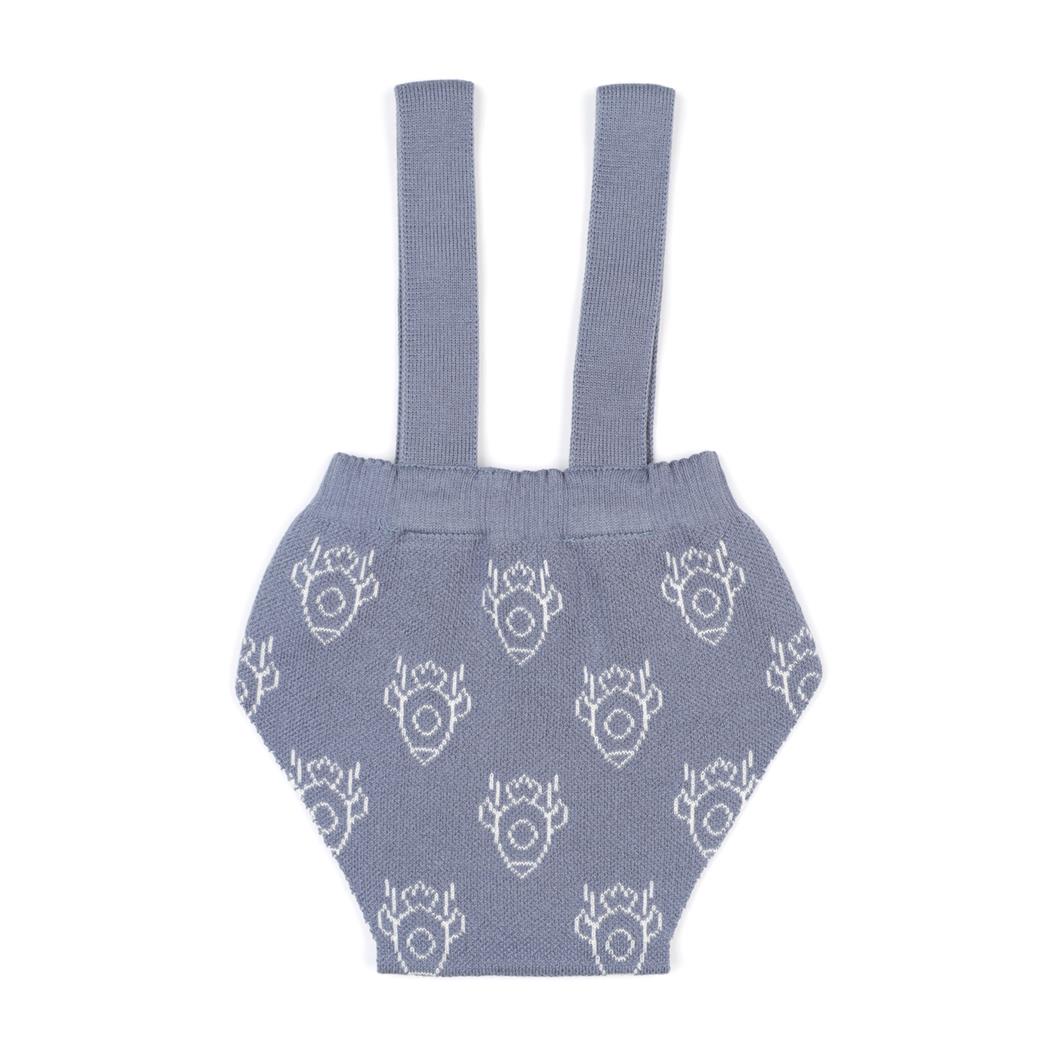 Organic Cotton Baby Knitted Overalls Blue with Frosted Pattern