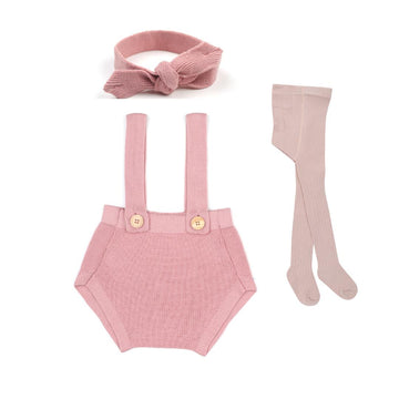 Plain Pantyhose Headband Socks Gift Set Pink