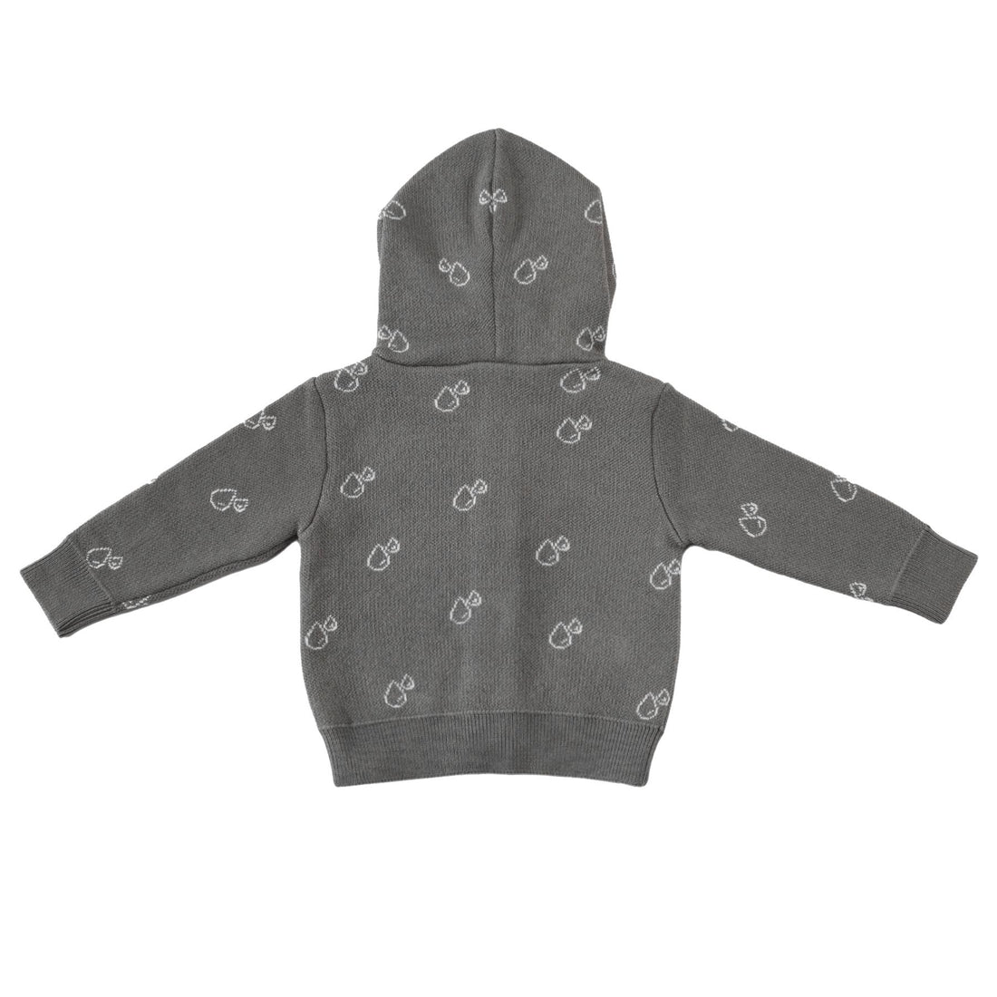 Hooded Patterned Organic Cotton Baby and Child Cardigan Gray
