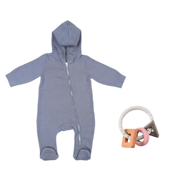 Hooded Jumpsuit Silicone Teether Gift Set Blue