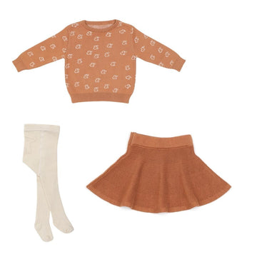 Sweater Skirt Tights Gift Set Brown