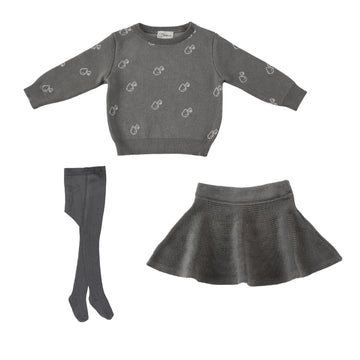 Sweater Skirt Tights Gift Set Gray