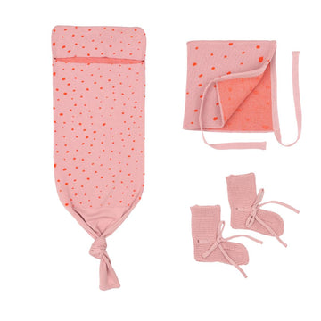 Swaddle Blanket Beanie Booties Gift Set Pink