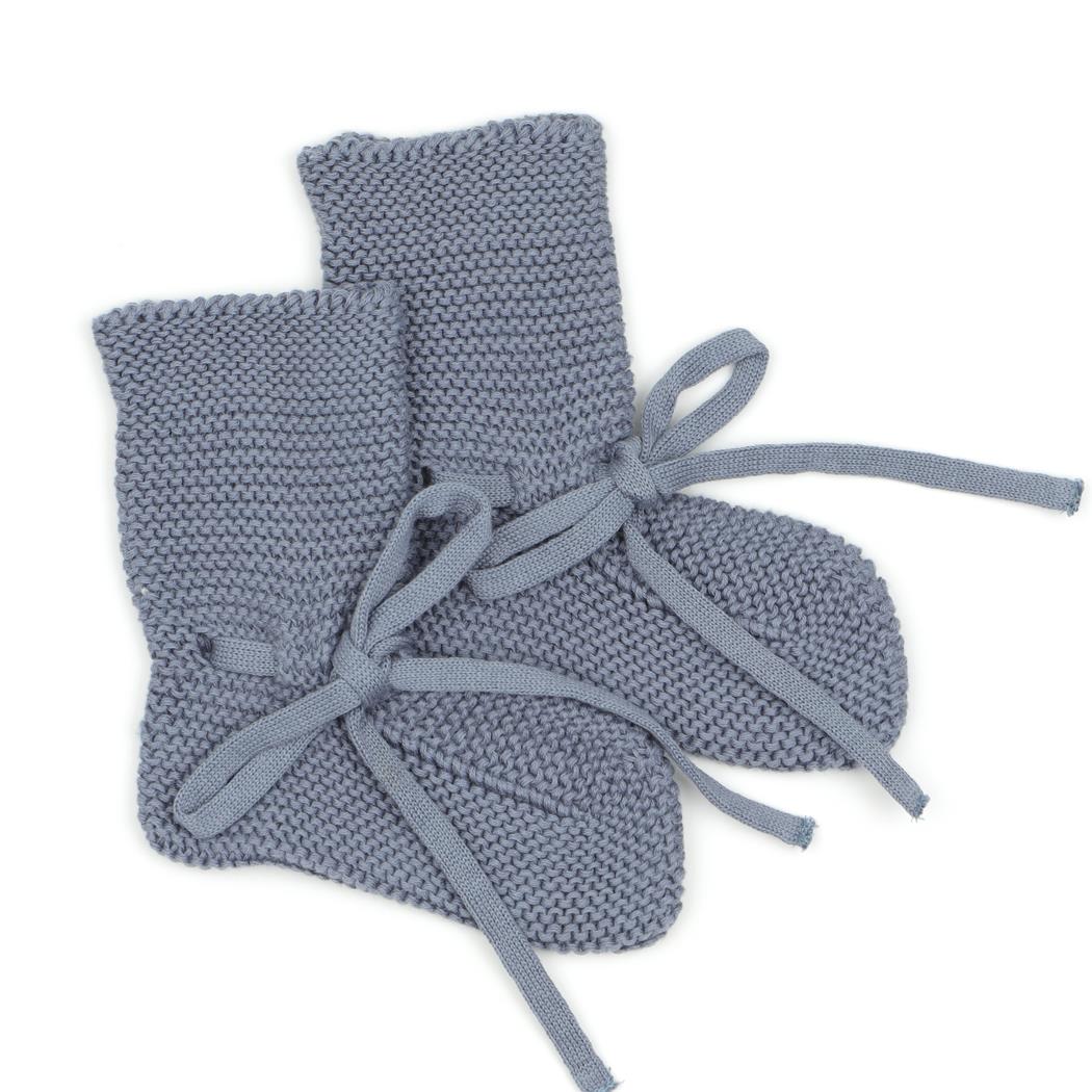 Organic Cotton Baby Booties Blue