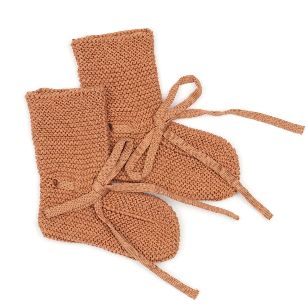 Organic Cotton Baby Booties Brown