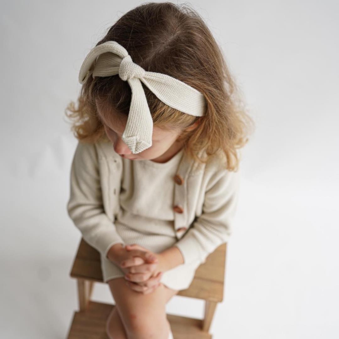 Organic Cotton Baby and Kids Knitted Hair Band Cream