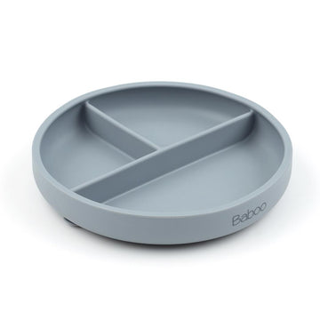 Silicone Vacuum Baby Compartment Plate Gray