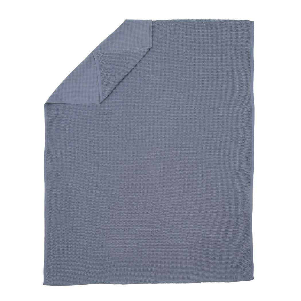 Waffle Organic Cotton Baby Blanket Blue