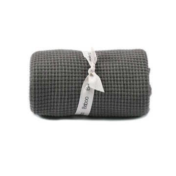 Waffle Organic Cotton Baby Blanket Gray