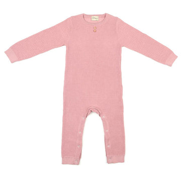 Waffle Organic Cotton Baby Romper Pink