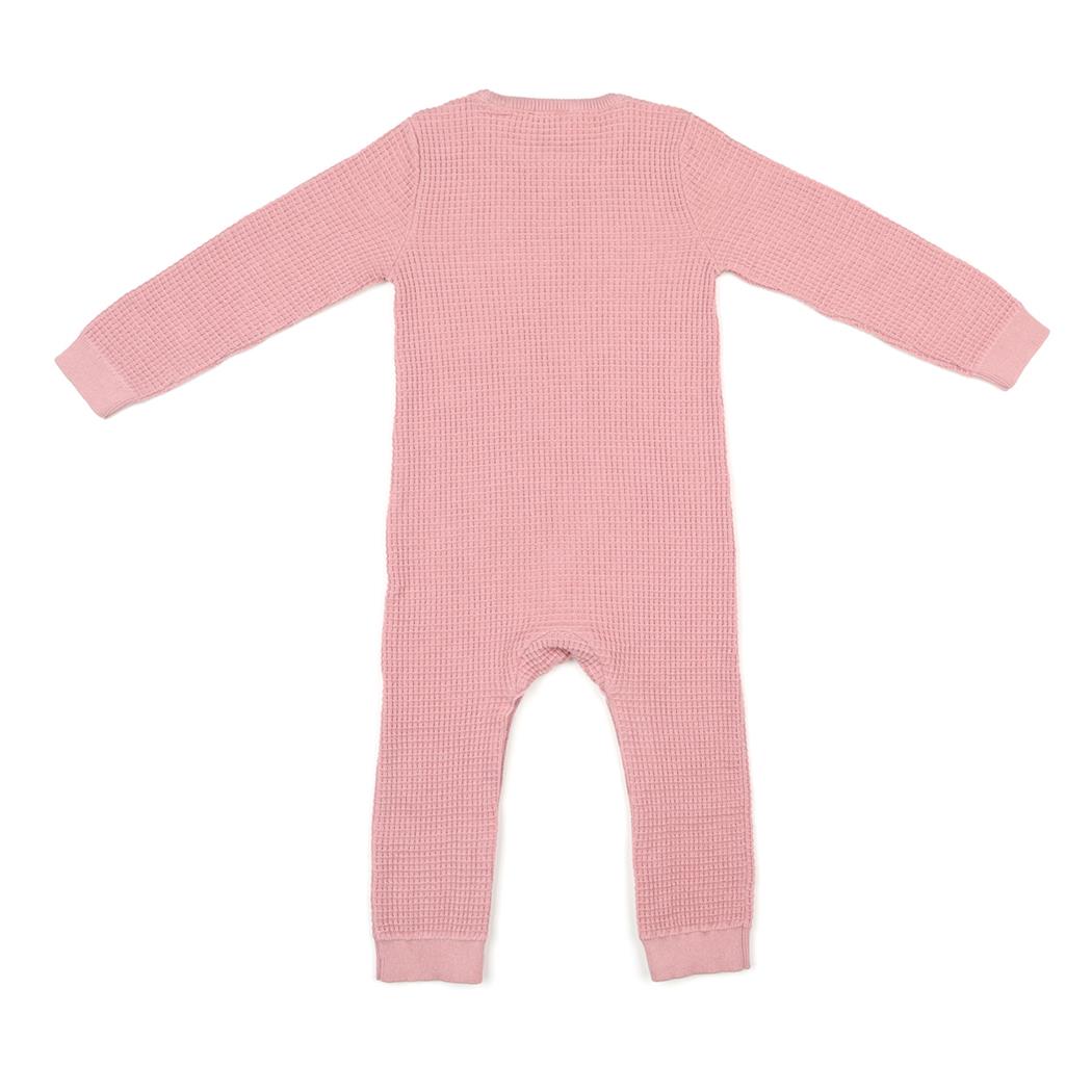 Waffle Organic Cotton Baby Romper Pink