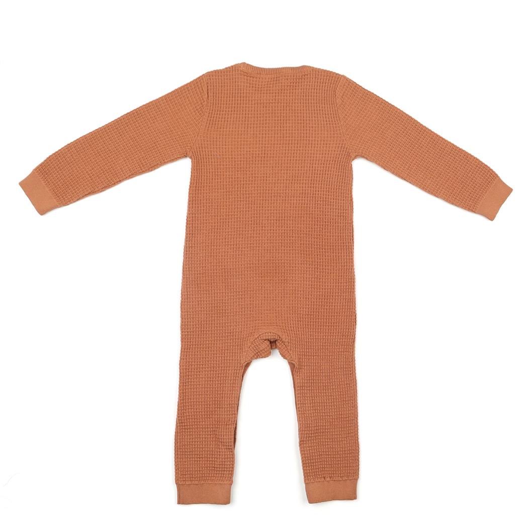 Waffle Organic Cotton Baby Romper Brown