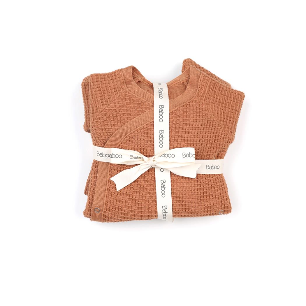 Newborn Waffle Organic Cotton 4 Piece Hospital Delivery Set Brown