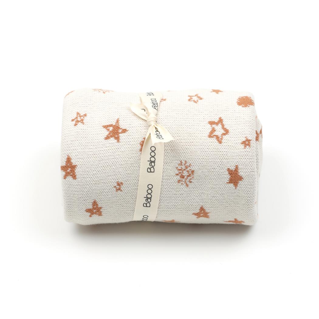 Patterned Organic Cotton Baby Blanket Cream