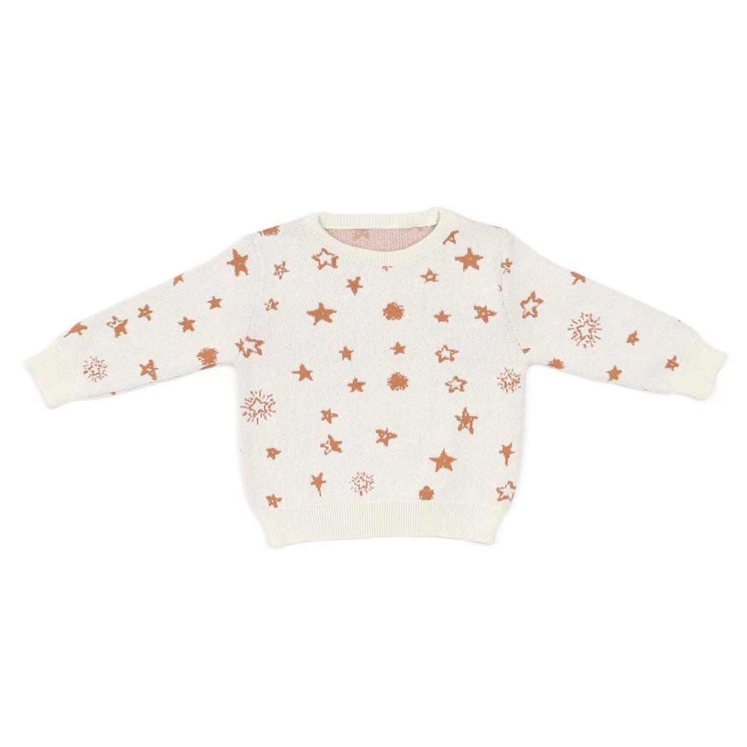 Patterned Organic Cotton Baby and Child Sweater Cream