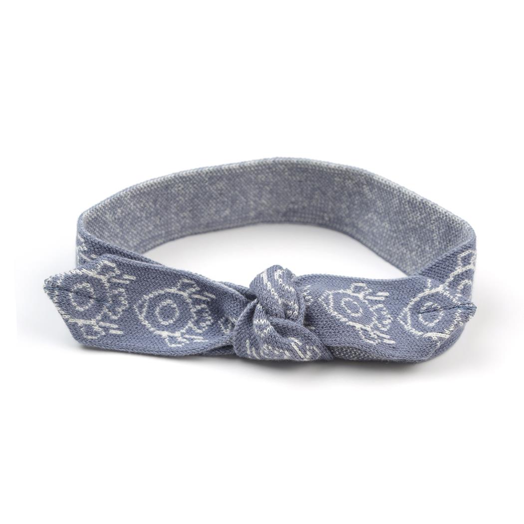 Patterned Organic Cotton Baby and Kids Knitted Hair Band Blue
