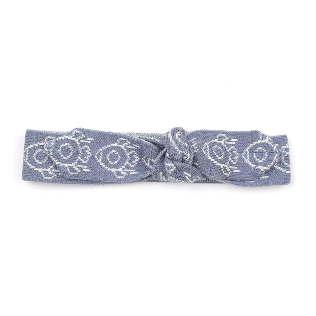 Patterned Organic Cotton Baby and Kids Knitted Hair Band Blue