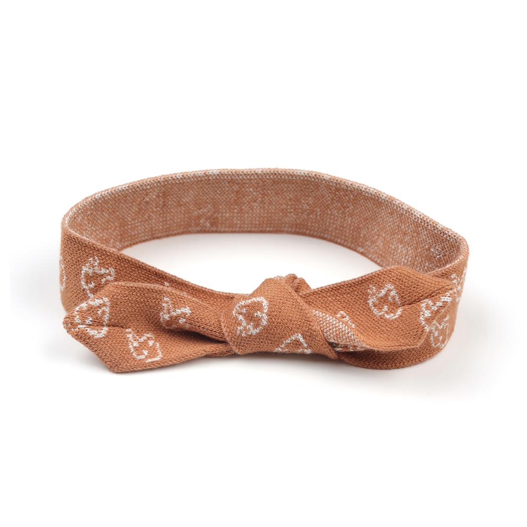 Patterned Organic Cotton Baby and Kids Knitted Hair Band Brown