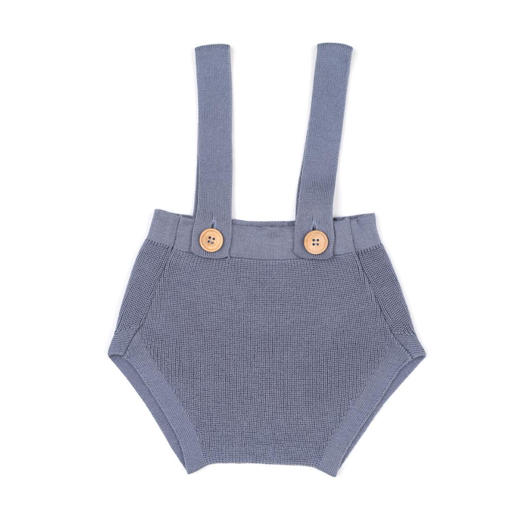 Organic Cotton Baby Knitted Overalls Blue