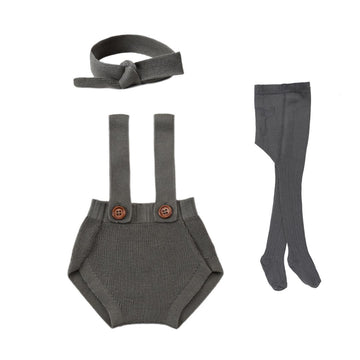 Plain Pantyhose Headband Socks Gift Set Gray