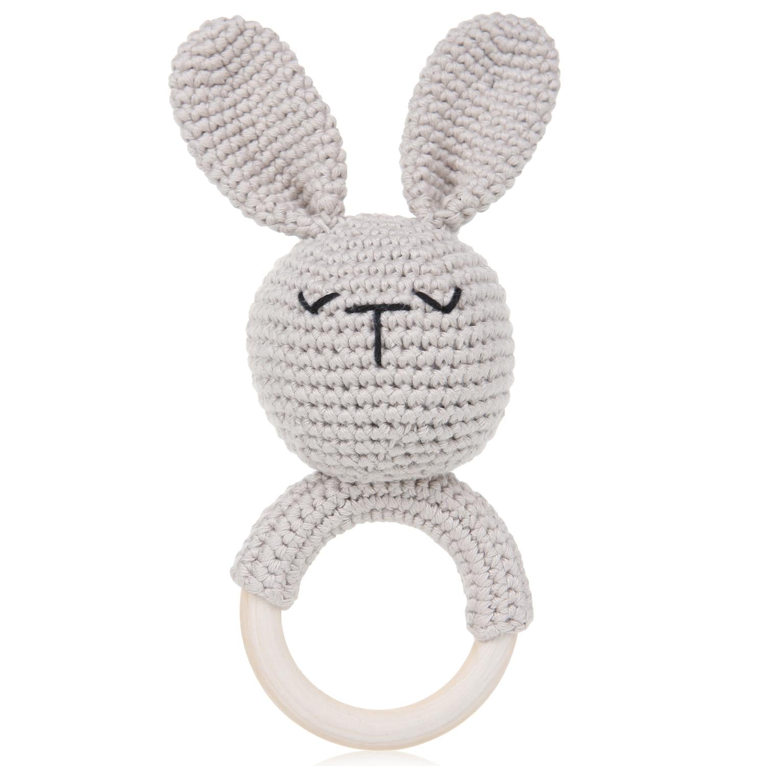 Ring Rabbit Organic Cotton Knitted Rattle Beige