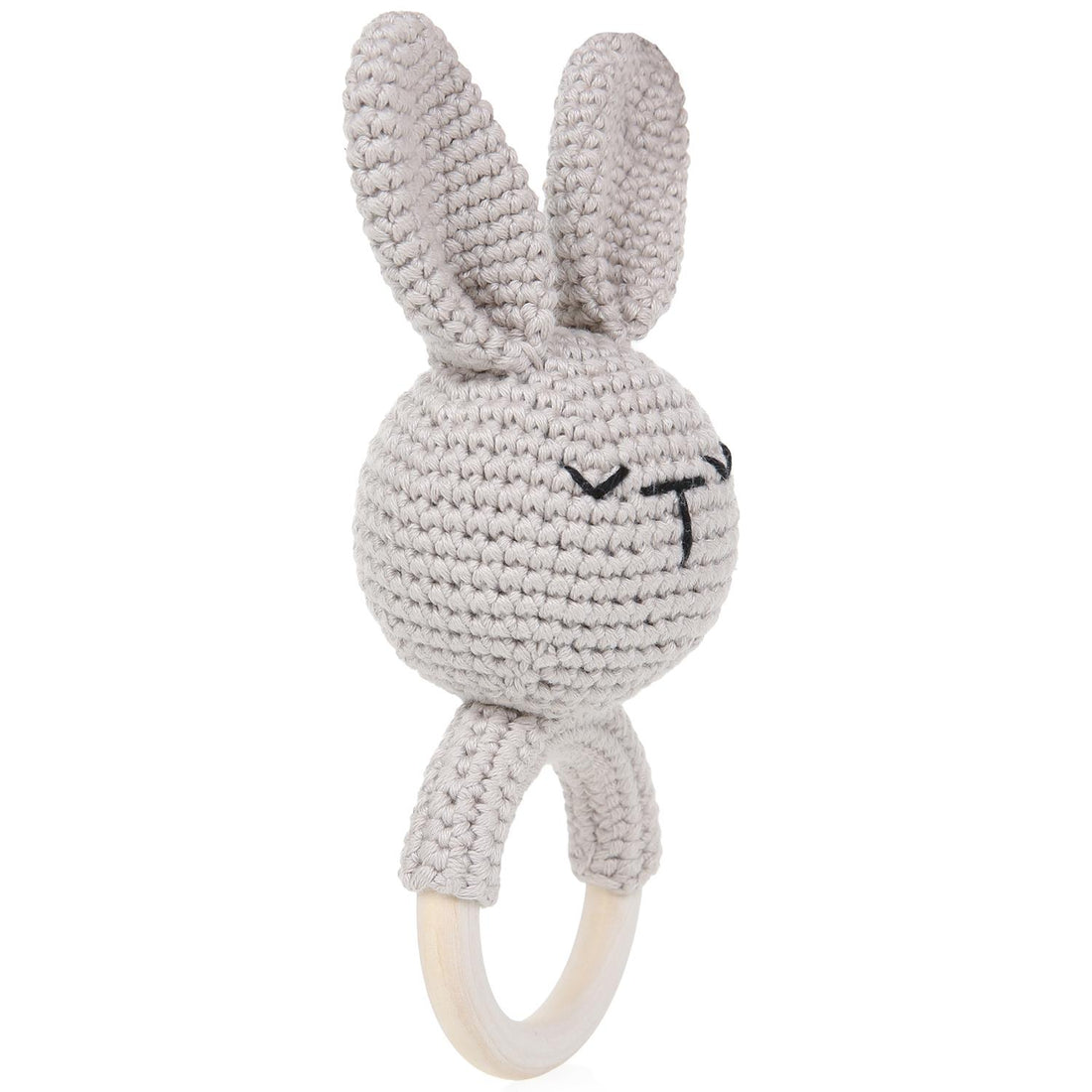 Ring Rabbit Organic Cotton Knitted Rattle Beige