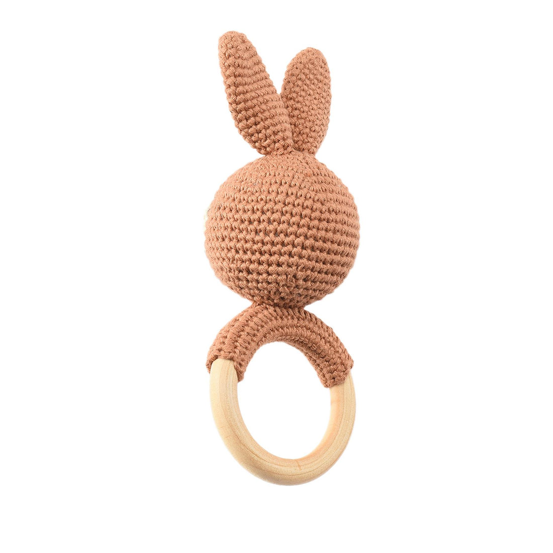 Ring Rabbit Organic Cotton Knitted Rattle Brown