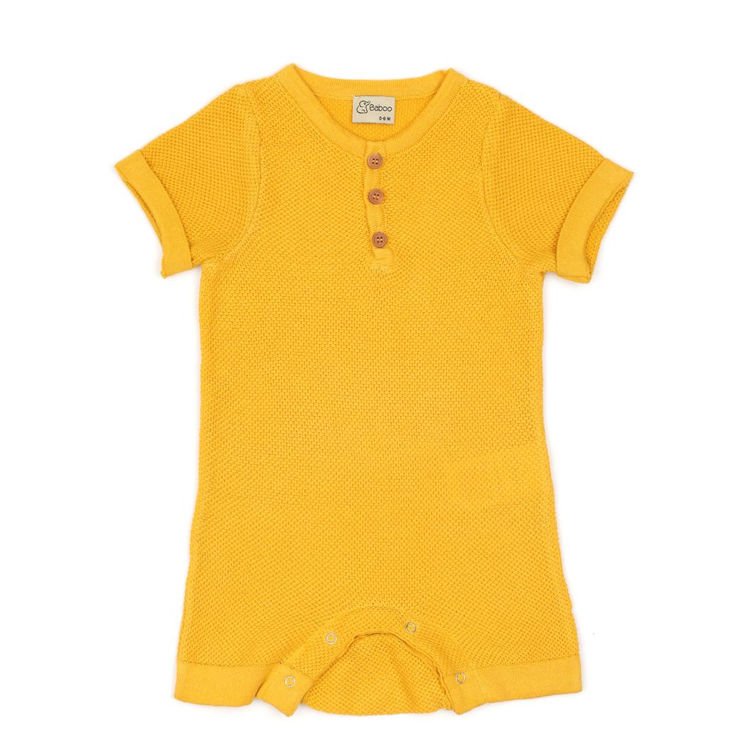 Kısa Kollu Yazlık Baharlık Bebek Tulum Sarı