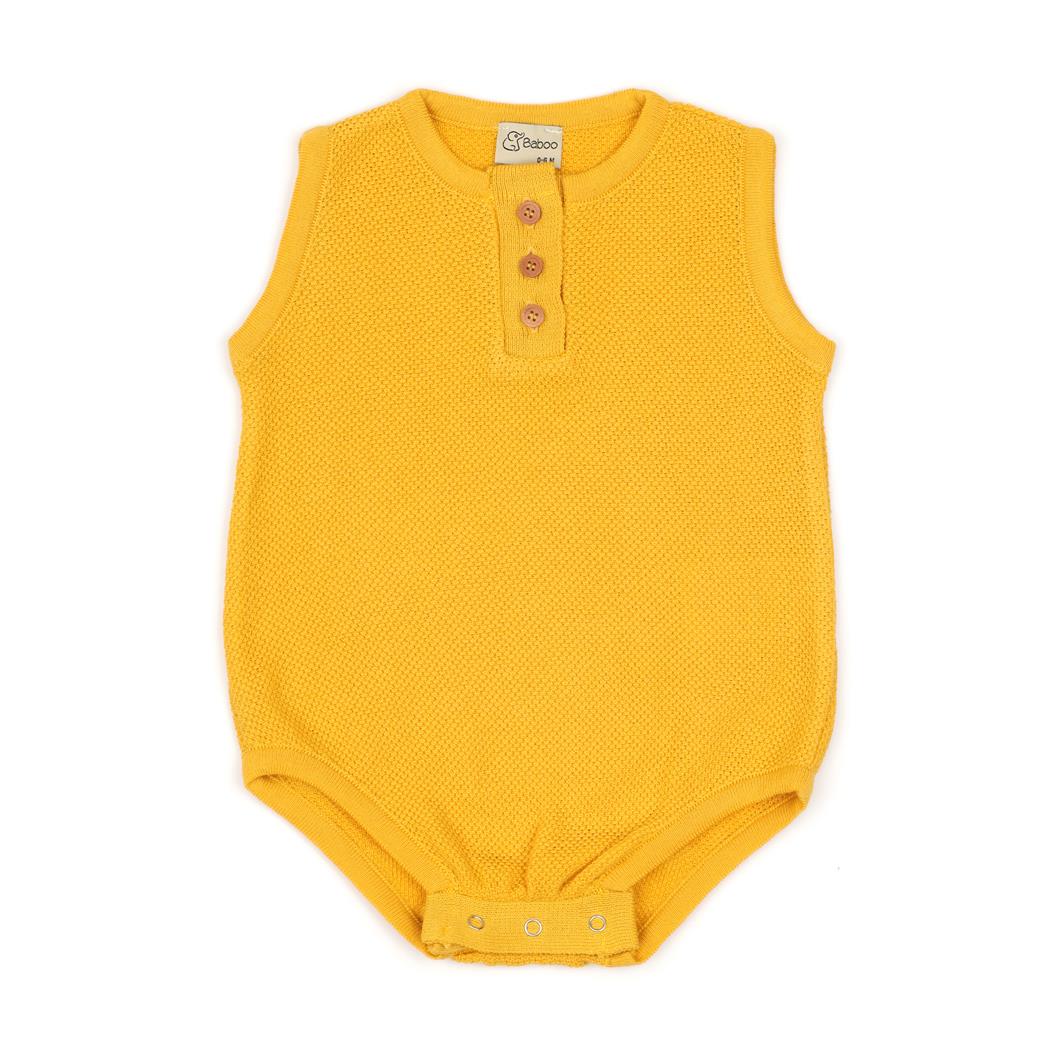 Kolsuz Yazlık Baharlık Bebek Tulum Sarı