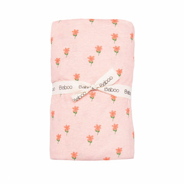 Elastic Patterned Organic Cotton Baby Bed Sheet Pink