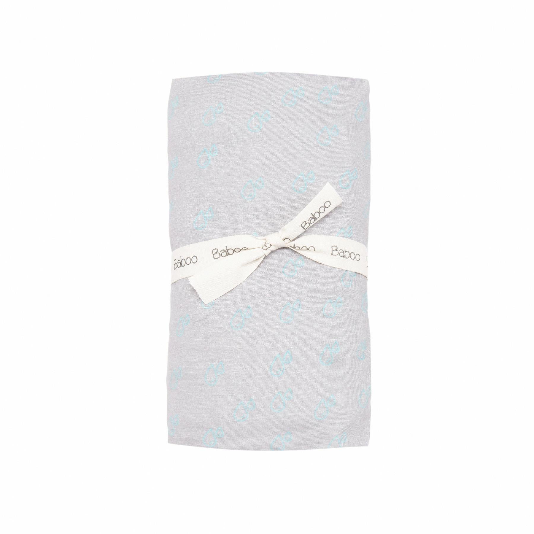 Elastic Patterned Organic Cotton Baby Bed Sheet Gray