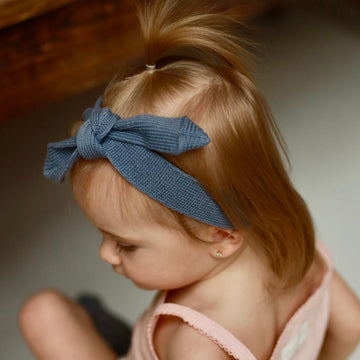 Organic Cotton Baby and Kids Knitted Headband Blue