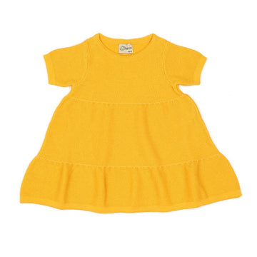 Organik Pamuk Yazlık Baharlık Bebek Çocuk Elbise Sarı