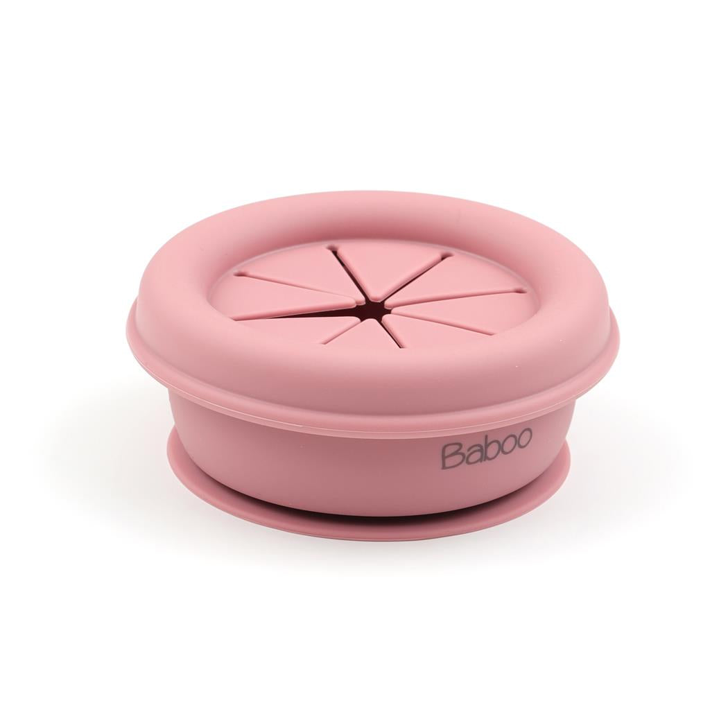 Silicone Vacuum Baby Snack Container Pink