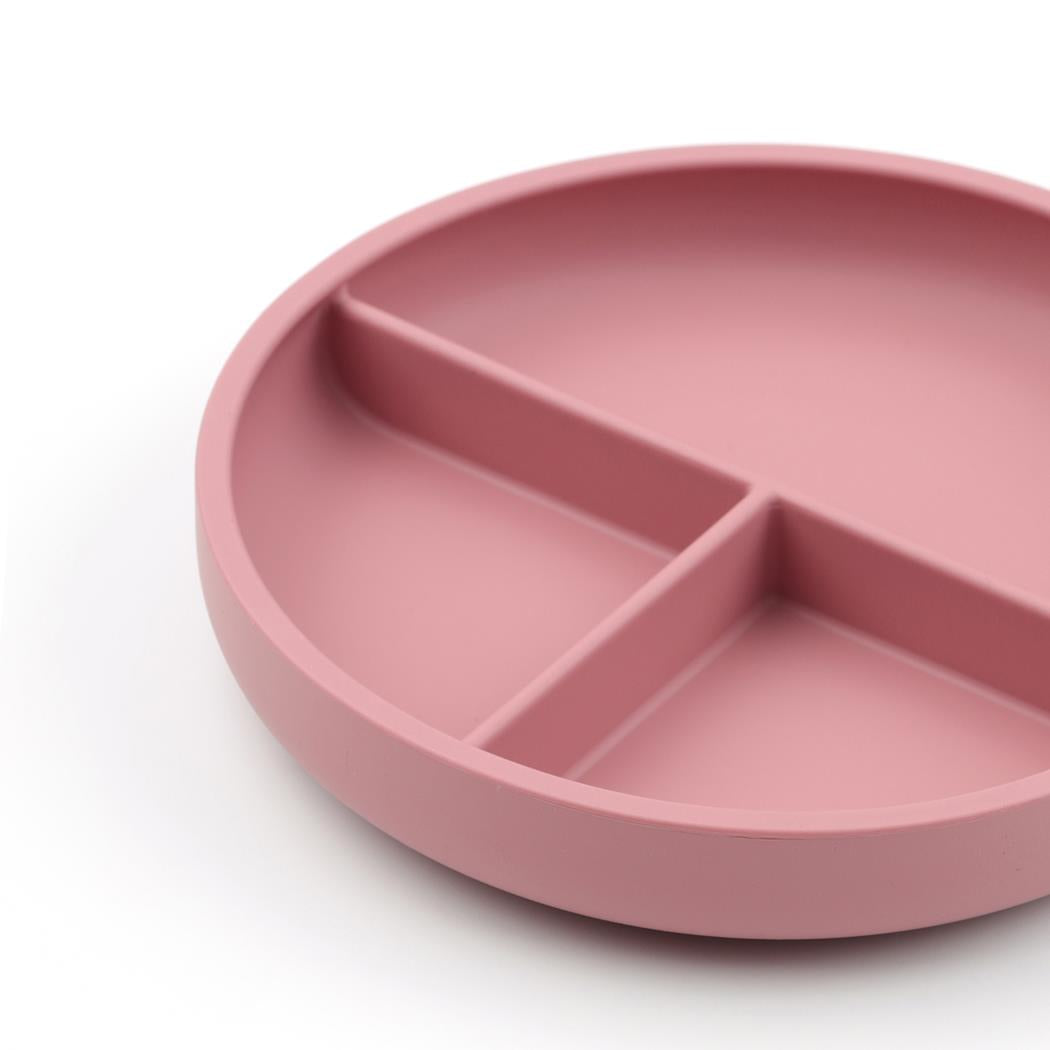 Silicone Vacuum Baby Plate with Compartment Pink