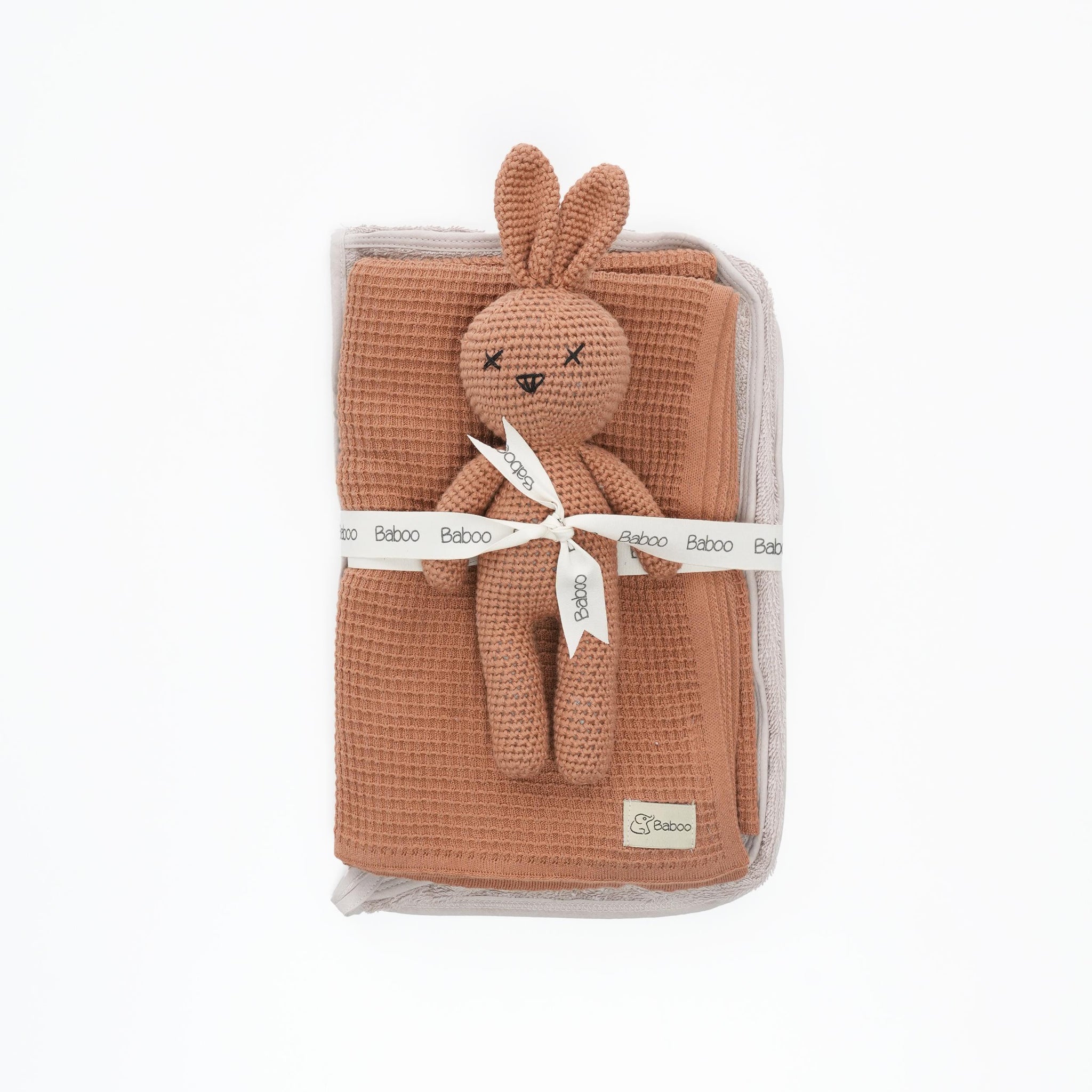 Rabbit Blanket Organizer Bag Gift Set Beige