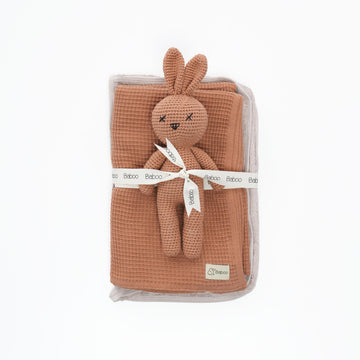 Rabbit Blanket Organizer Bag Gift Set Beige