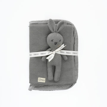 Rabbit Blanket Organizer Bag Gift Set Gray