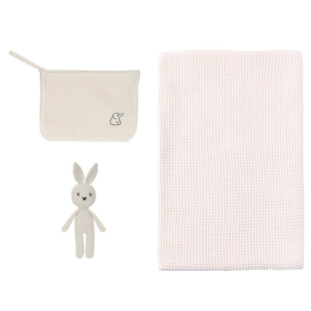 Rabbit Blanket Organizer Bag Gift Set Cream