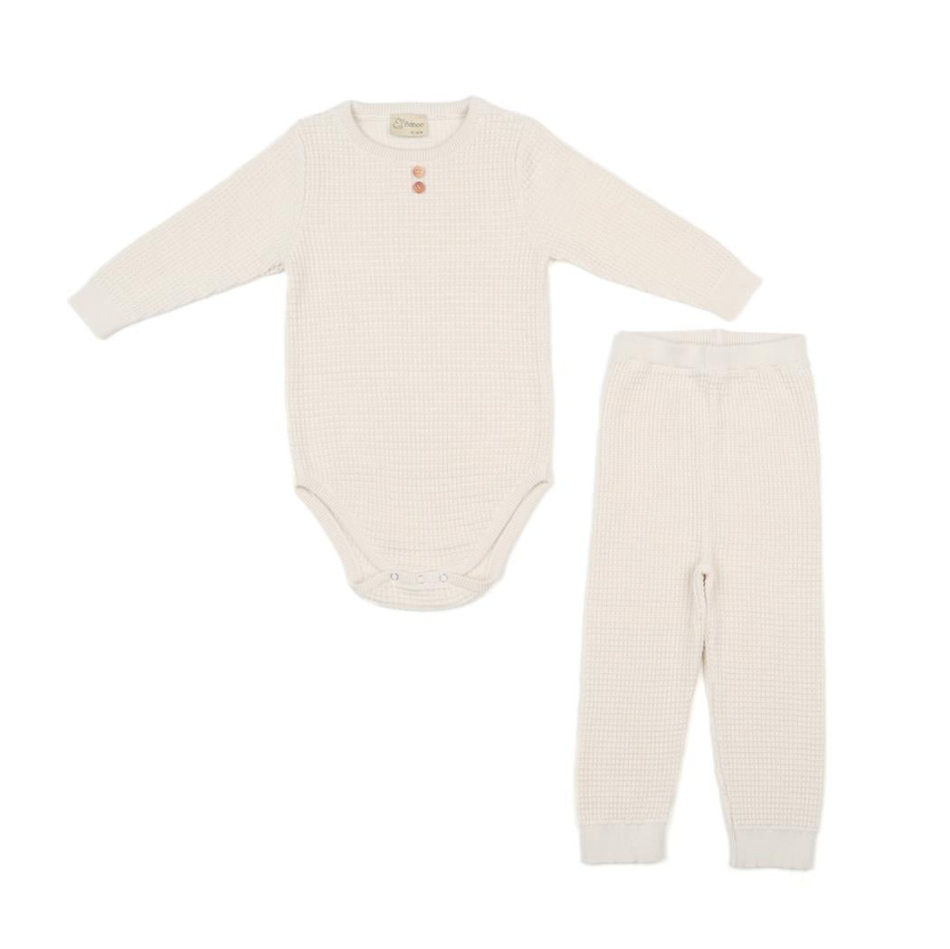 Waffle Organic Cotton Baby Set Cream