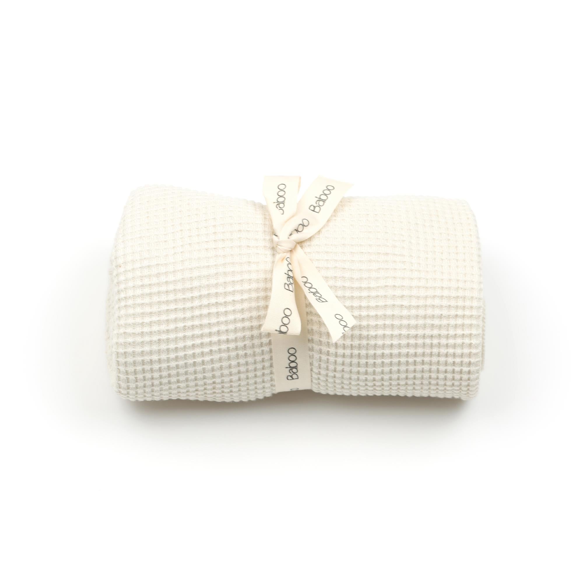 Waffle Organic Cotton Baby Blanket Cream