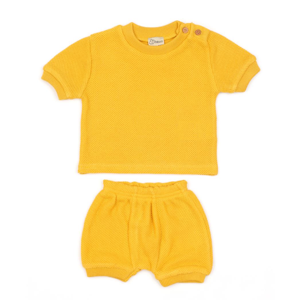 Yazlık Baharlık Tişört Şort Bebek Takım Sarı