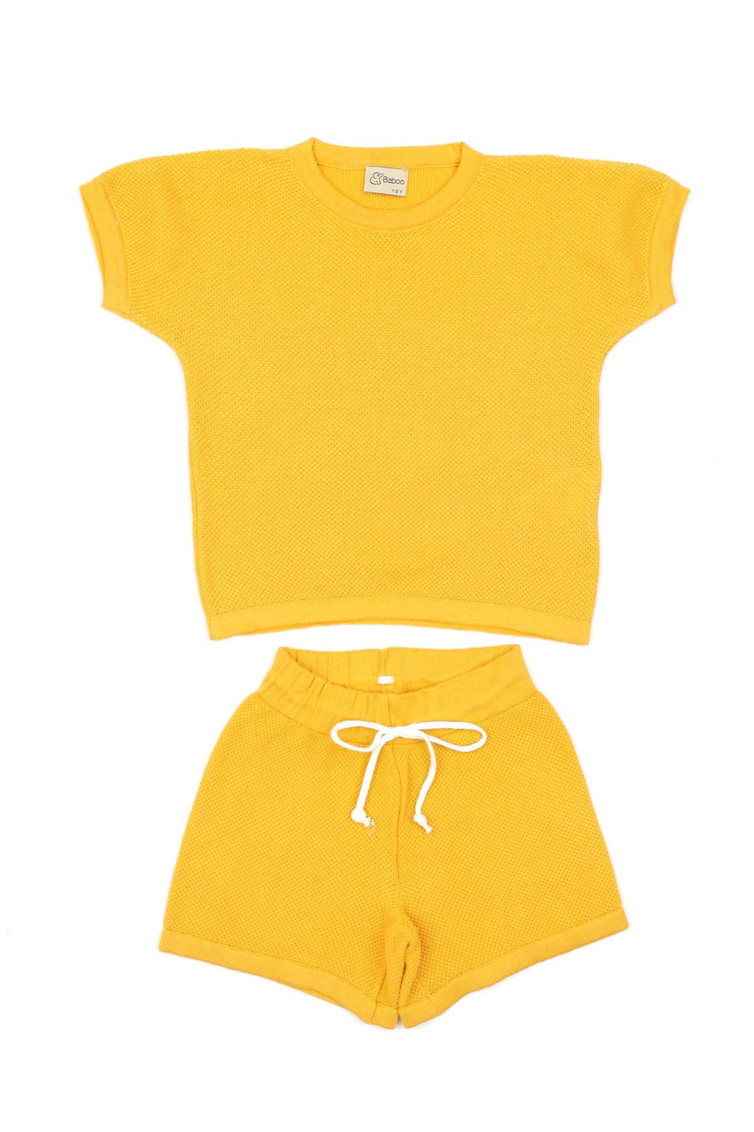 Yazlık Baharlık Tişört Şort Çocuk Takım Sarı